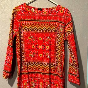 Vonda patterned red dress